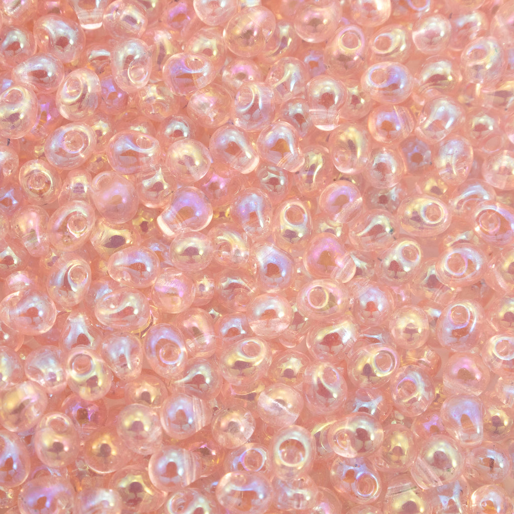 Transparent Light Tea Rose AB Drop Glass Beads - 3.4mm Miyuki Fringe - 100% Guarantee