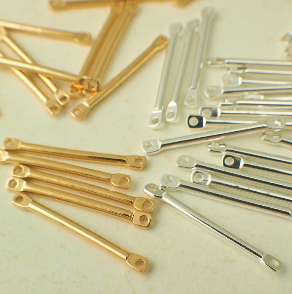 25 Straight Bar Links - 22mm x 2mm - Silver Plated or Gold Plated - 100% Guarantee