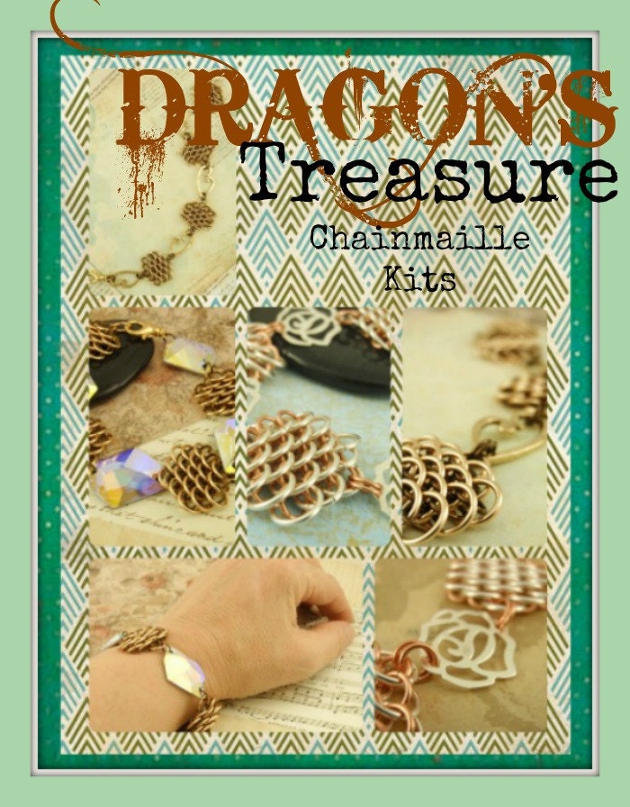 PDF Chainmail Tutorial - Dragons Treasure Bracelet - Beginners and Intermediate