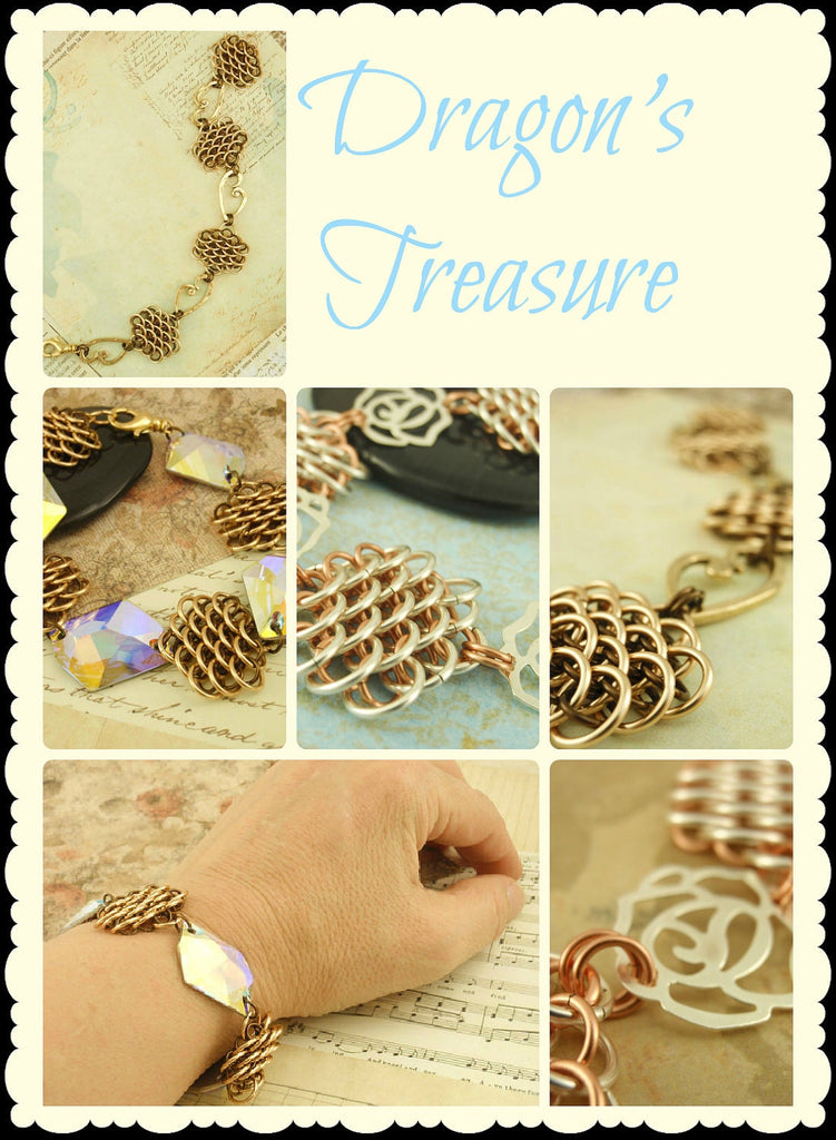 PDF Chainmail Tutorial - Dragons Treasure Bracelet - Beginners and Intermediate