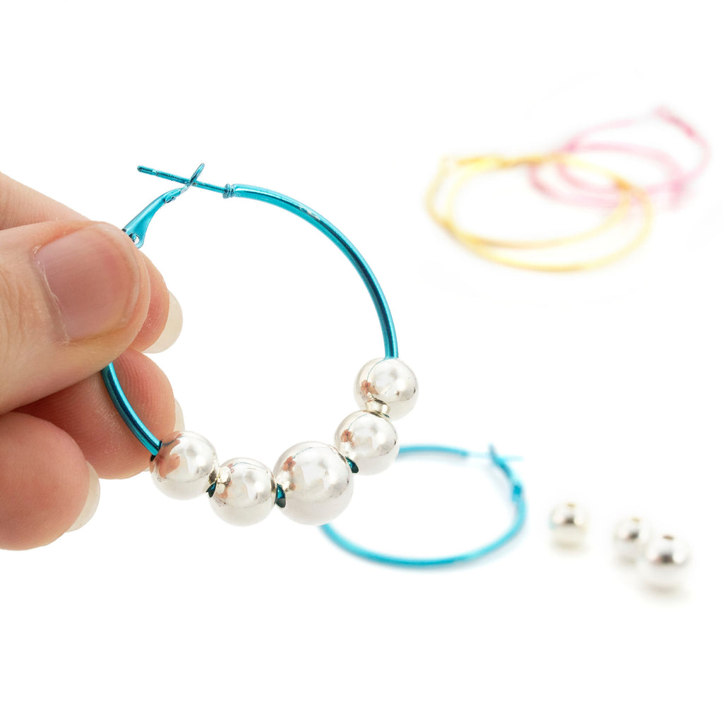 6 Pairs Hinged Beading Hoops - Economical 40mm or 50mm in Bright Colors