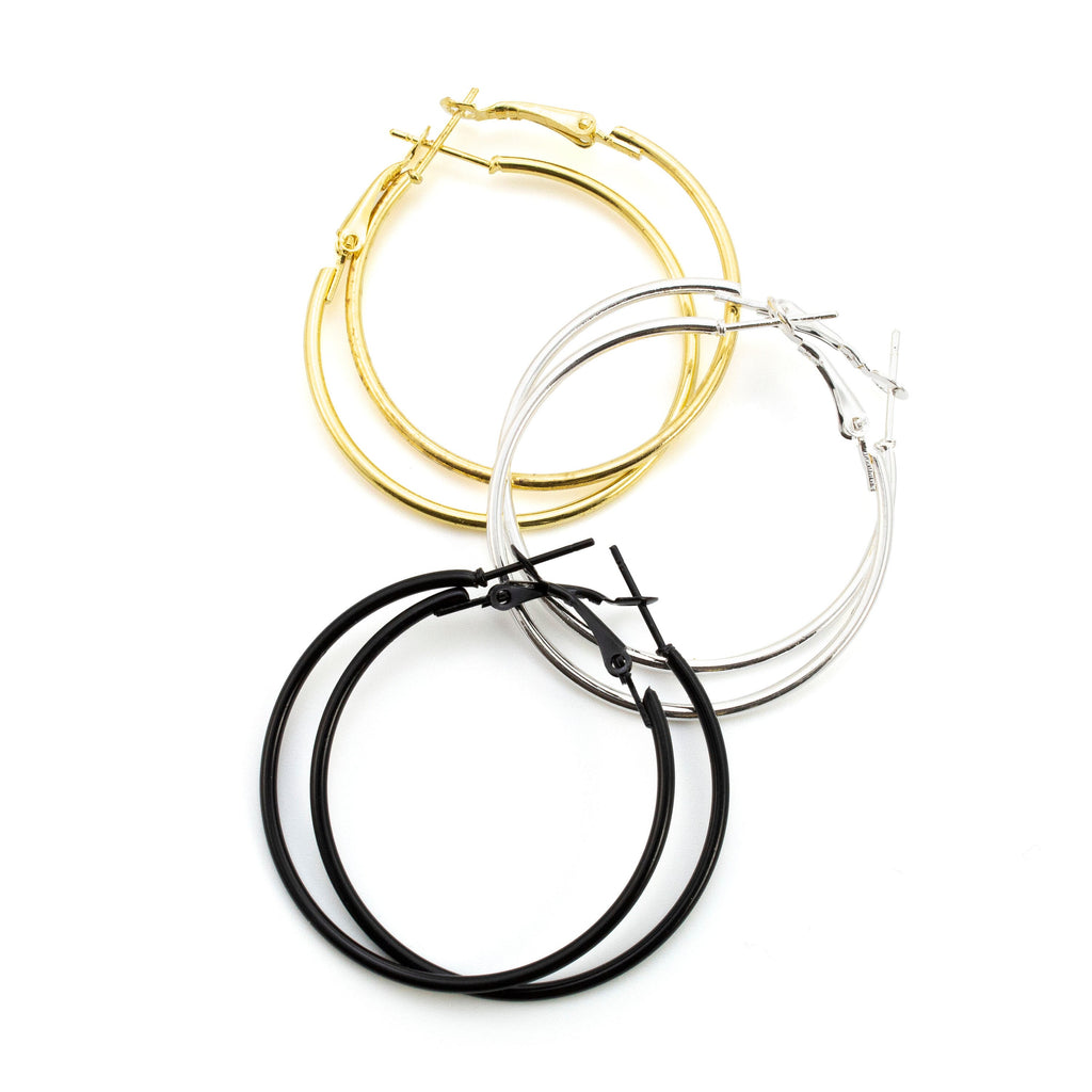 6 Pairs Hinged Beading Hoops - Economical 40mm or 50mm in Bright Colors