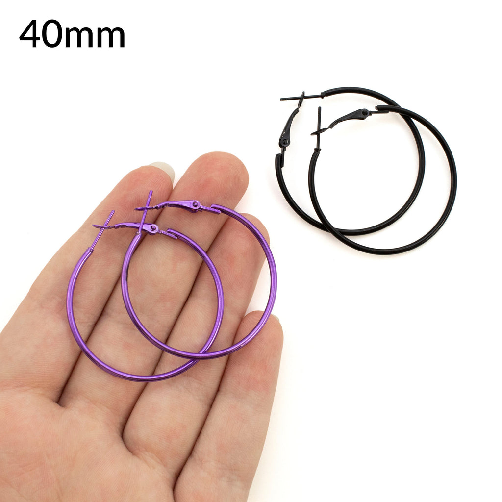 6 Pairs Hinged Beading Hoops - Economical 40mm or 50mm in Bright Colors