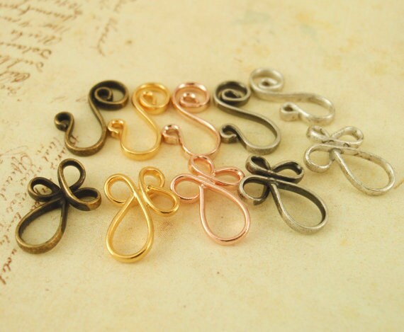 4 Petite Hook and Eye Clasps - 22mm X 8.5mm - Silver Plated, Gold Plated, Antique Silver or Antique Gold - 100% Guarantee