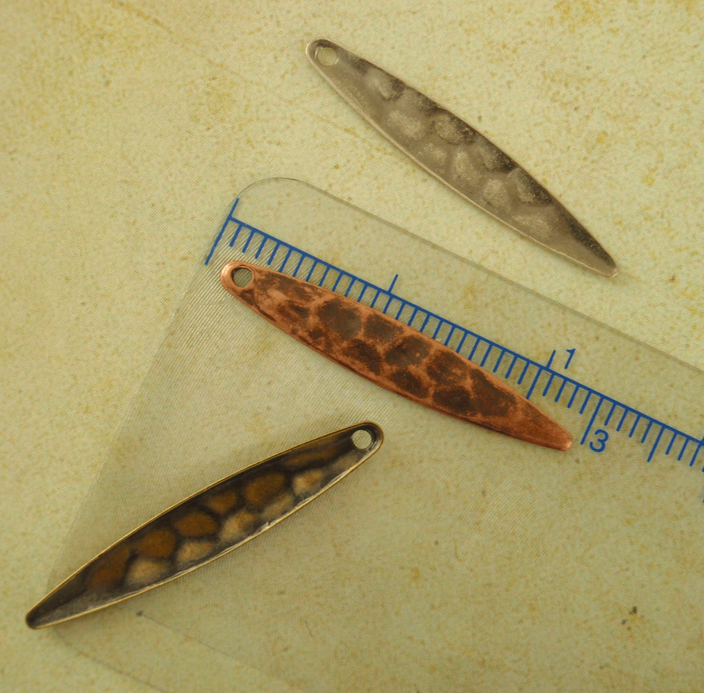 20 Hammered Marquise Leaf Drops 28mm X 5mm Charms in Antique Silver, Antique Gold and Antique Copper - Perfect for Earrings - 100% Guarantee