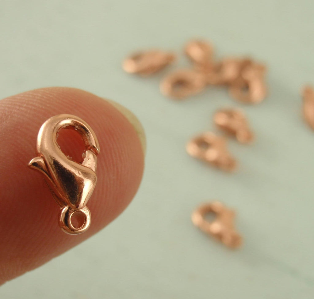 10 Lobster Clasps - Teardrop Style - Copper Plated Brass - Small 8.5mm X 6mm or Large 15mm X 8mm 100% Guarantee