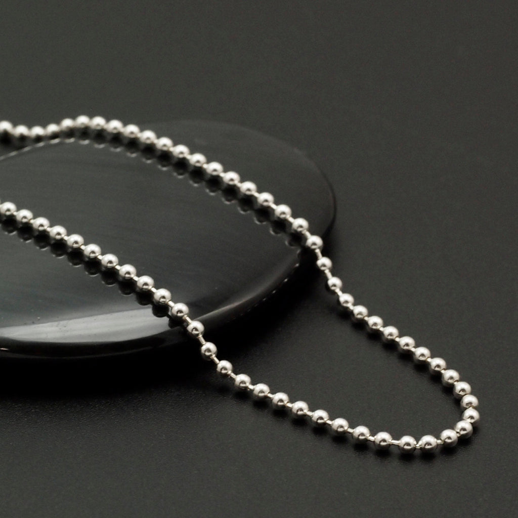 Sterling Silver Bead Chain - 1.8mm - By the Foot or Finished in Custom Lengths and Finishes - Bright, Antique or Black - Made in the USA