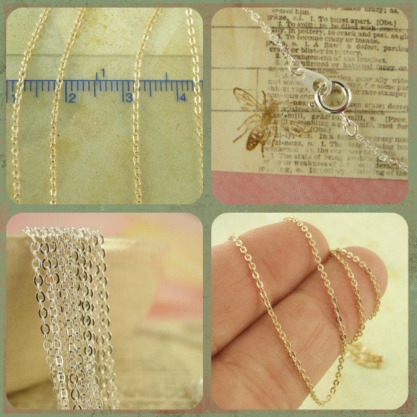 2 -1.2mm Silver or Gold Plated Flat Cable Chains 18" or 16" lengths - Finished with Clasp - Made in the USA - These Are The Best Chain