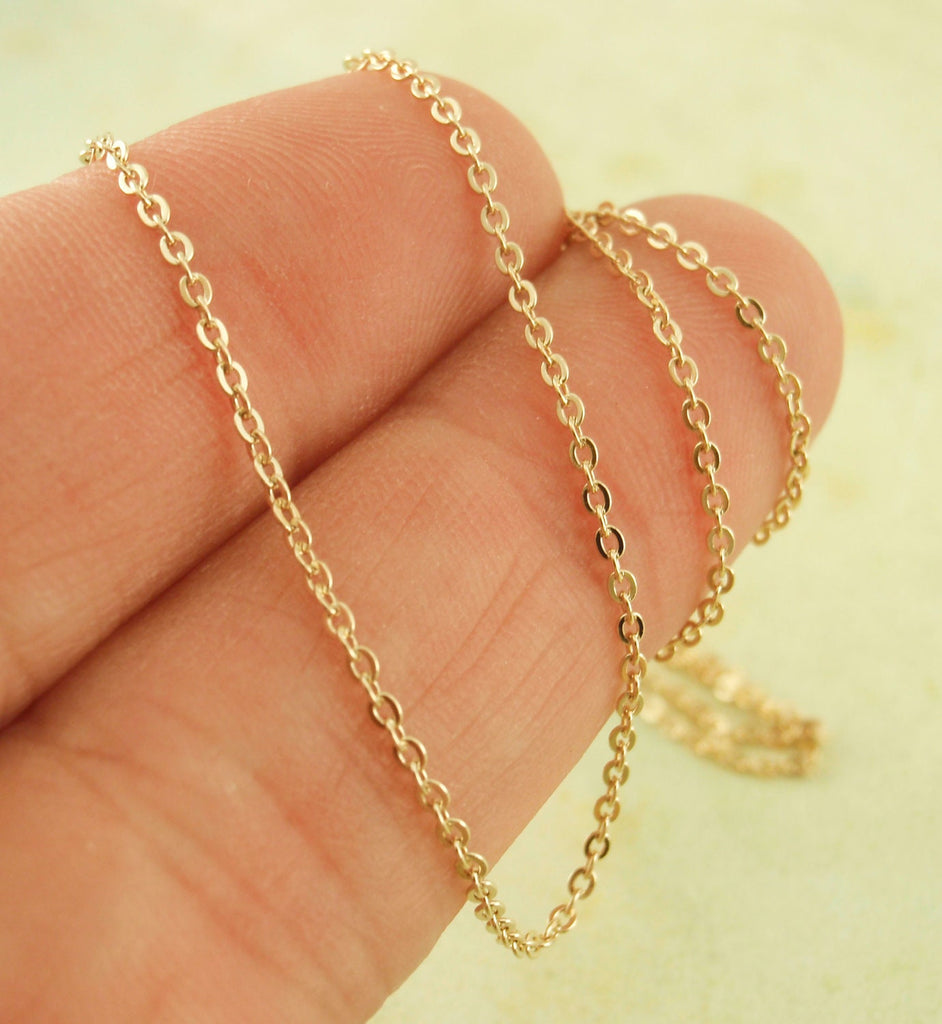 2 -1.2mm Silver or Gold Plated Flat Cable Chains 18" or 16" lengths - Finished with Clasp - Made in the USA - These Are The Best Chain