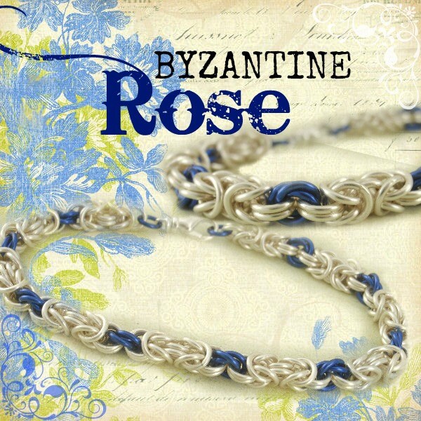 Silvered Blue Byzantine Rose Chainmaille Bracelet Kit - Perfect for Beginners, Fun for All Jewelry Makers