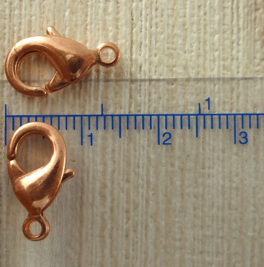 10 Lobster Clasps - Teardrop Style - Copper Plated Brass - Small 8.5mm X 6mm or Large 15mm X 8mm 100% Guarantee
