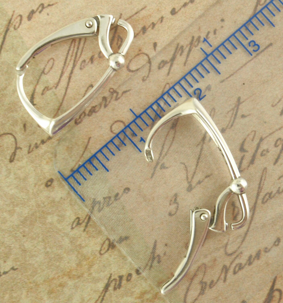 1 Pair Sterling Silver or Antique Sterling Silver Art Deco Leverback Ear Wires - Made in the USA