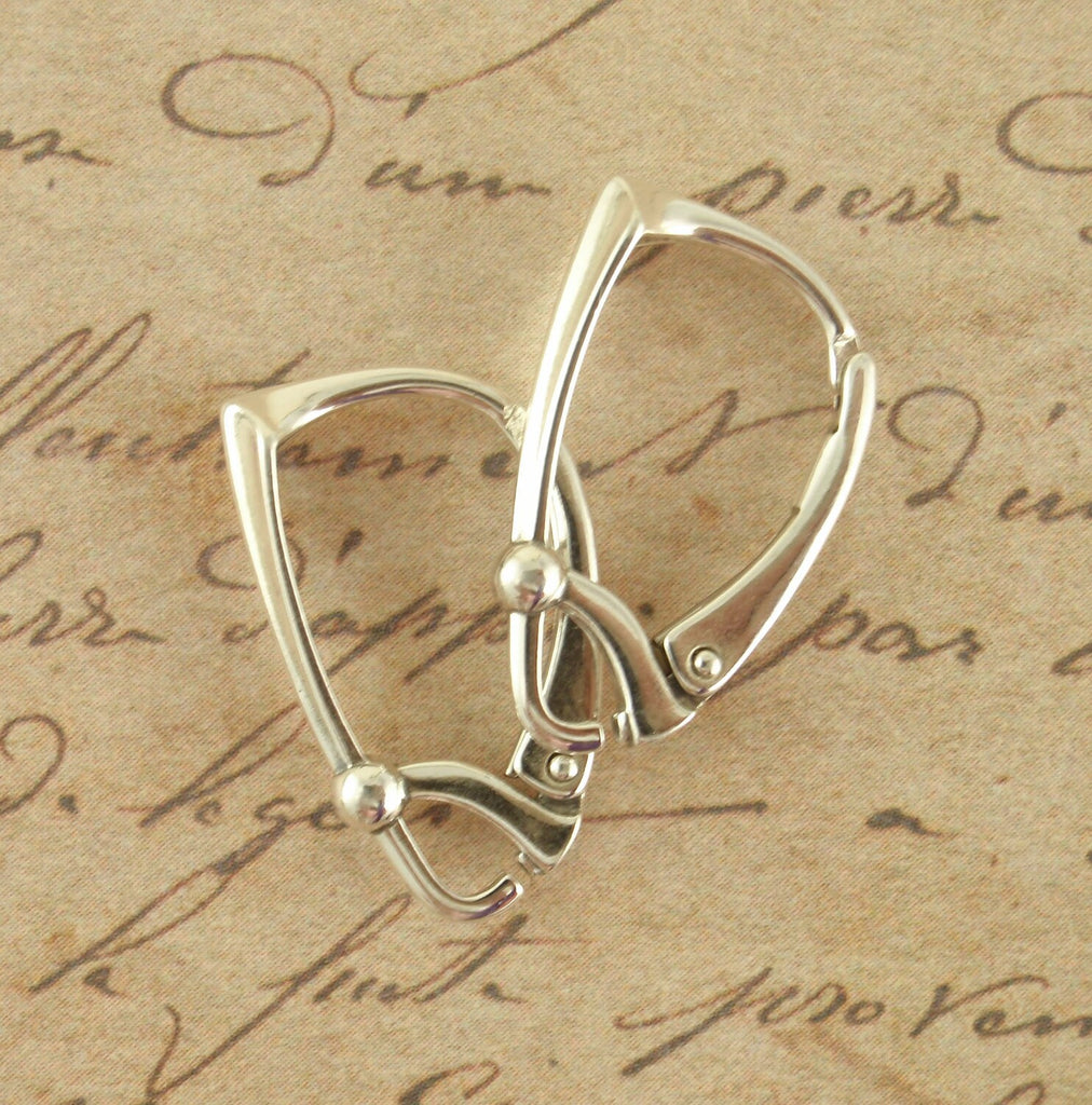 1 Pair Sterling Silver or Antique Sterling Silver Art Deco Leverback Ear Wires - Made in the USA