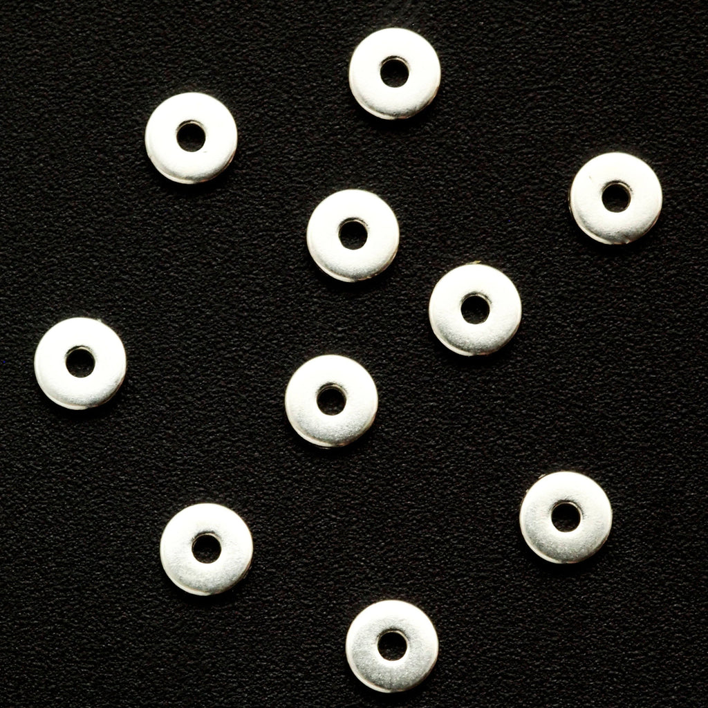 4 Sterling Silver Flat Round Beads - 4mm
