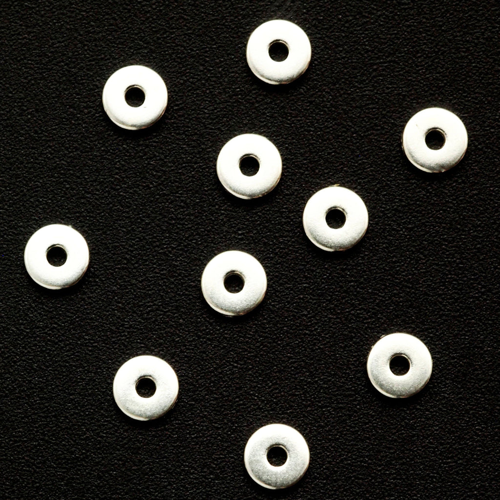 4 Sterling Silver Flat Round Beads 4mm X 1mm Made in the USA