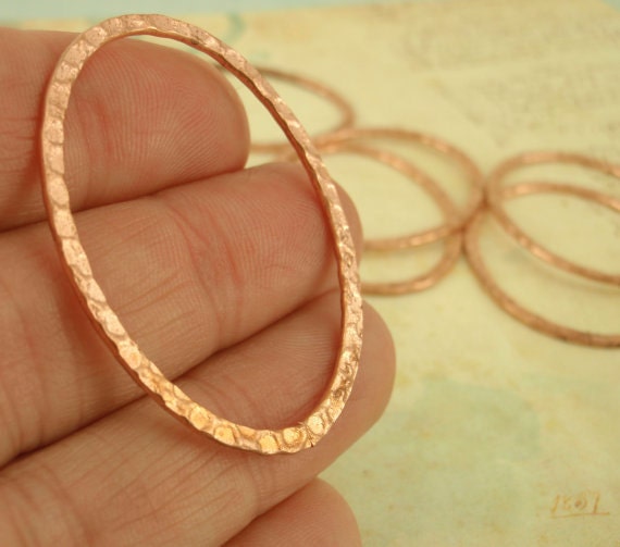 6 Hammered Oval Link Components - 40mm X 30mm - Silver Plate, Antique Silver Plate, Gold Plate, Antique Gold, Copper, Antique Copper