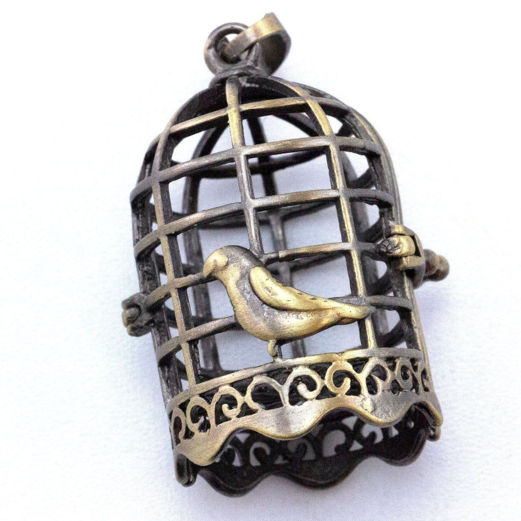 Filigree Locket - Bird Cage Aromatherapy or Bead Cage Pendant in Antique Gold or Antique Silver