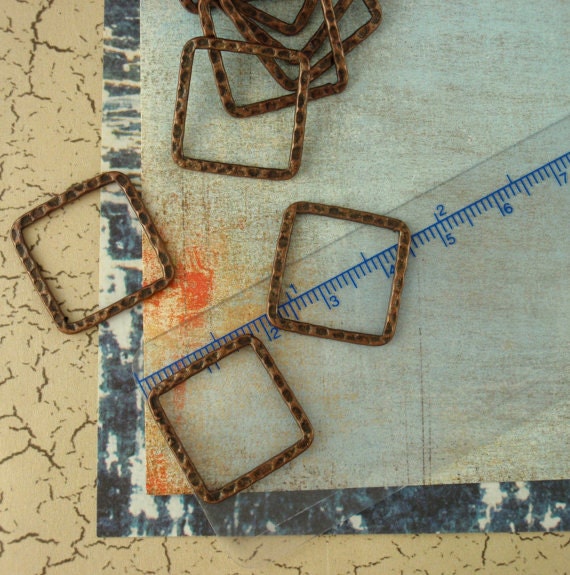 7 Hammered Square Link Components - 20mm - 5 Finishes - 100% Guarantee