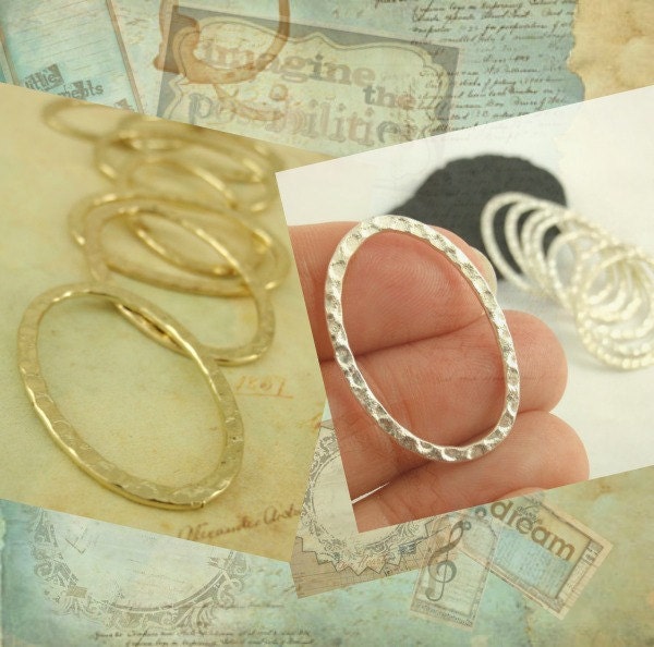 7 Hammered Oval Link Components - 30mm X 20mm - 7 Finishes - 100% Guarantee