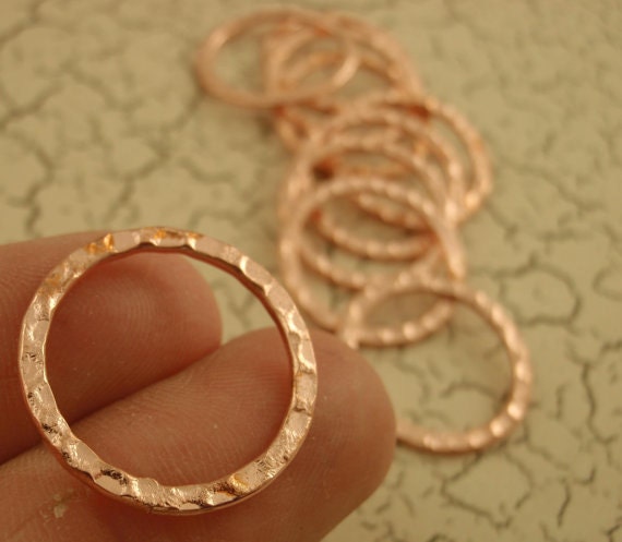6 Hammered Round Link Components 20mm in Silver, Gold, Copper, Antique Gold, Antique Copper and Gunmetal - 100% Guarantee