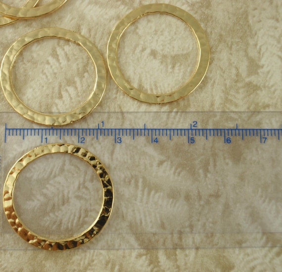 6 Premium Hammered Round Components - 27mm - Gold or Silver Plated - 100% Guarantee