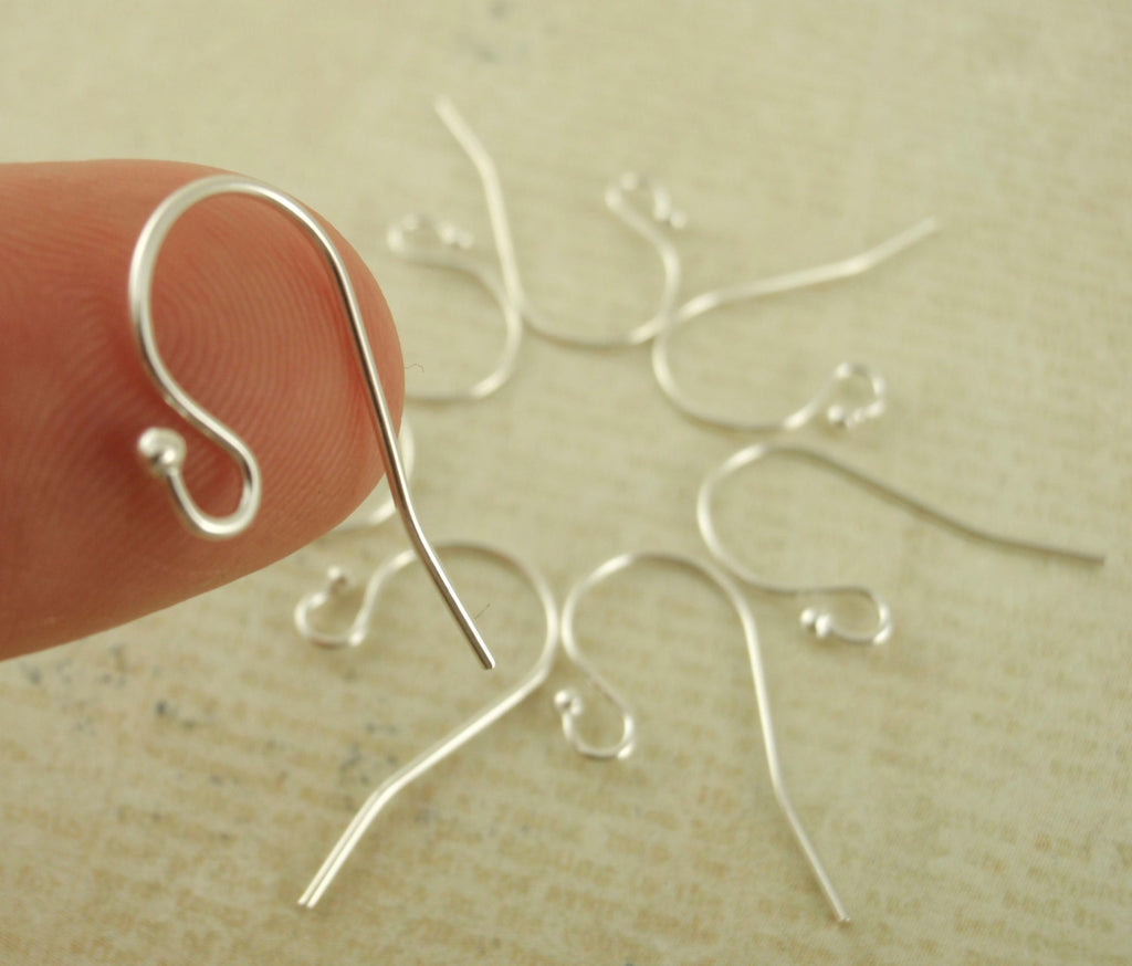2 Pairs Sterling Silver 2mm Ball Ear Wires - Made in the USA in 3 Finishes - Shiny, Antique and Black