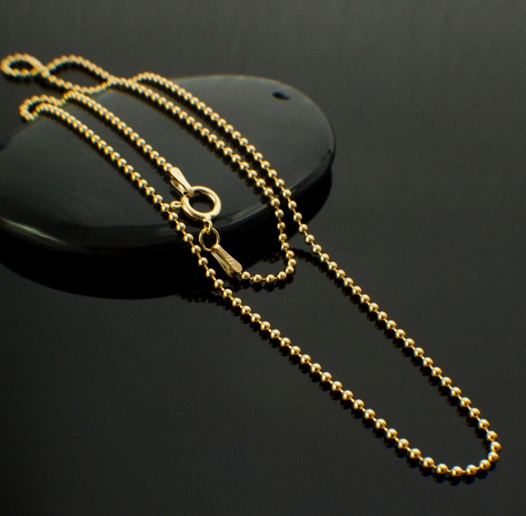 14kt Gold Filled Bead Chain with Spring Clasp - 1.5mm - Finished Length or By the Foot - Made in the USA Chain