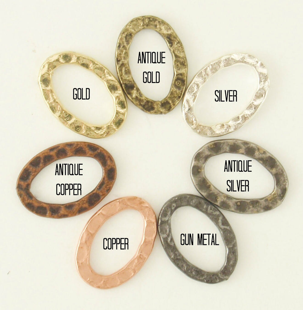 6 Hammered Oval Link Components- 14mm X 10mm - 7 Finishes - 100% Guarantee