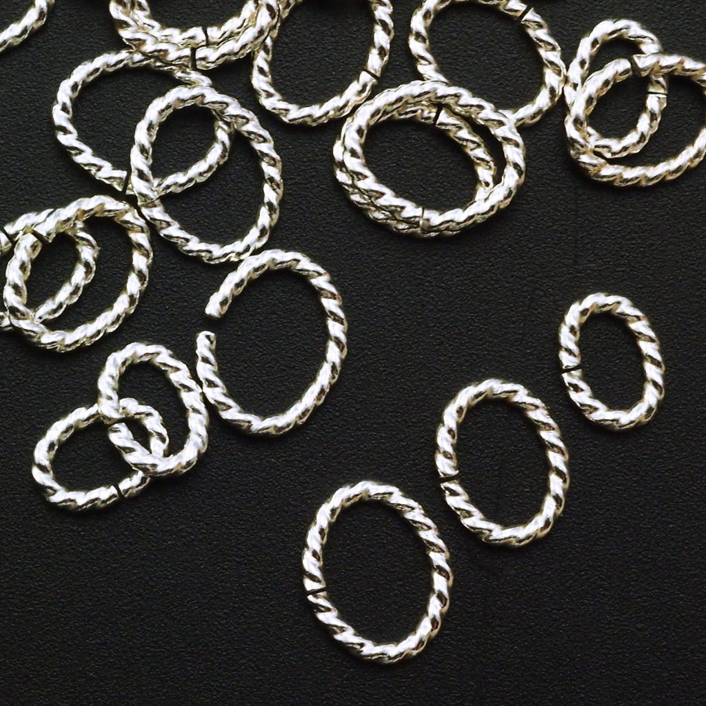 6 Sterling Silver Twisted Oval Jump Rings - 16 gauge in 3 Diameters