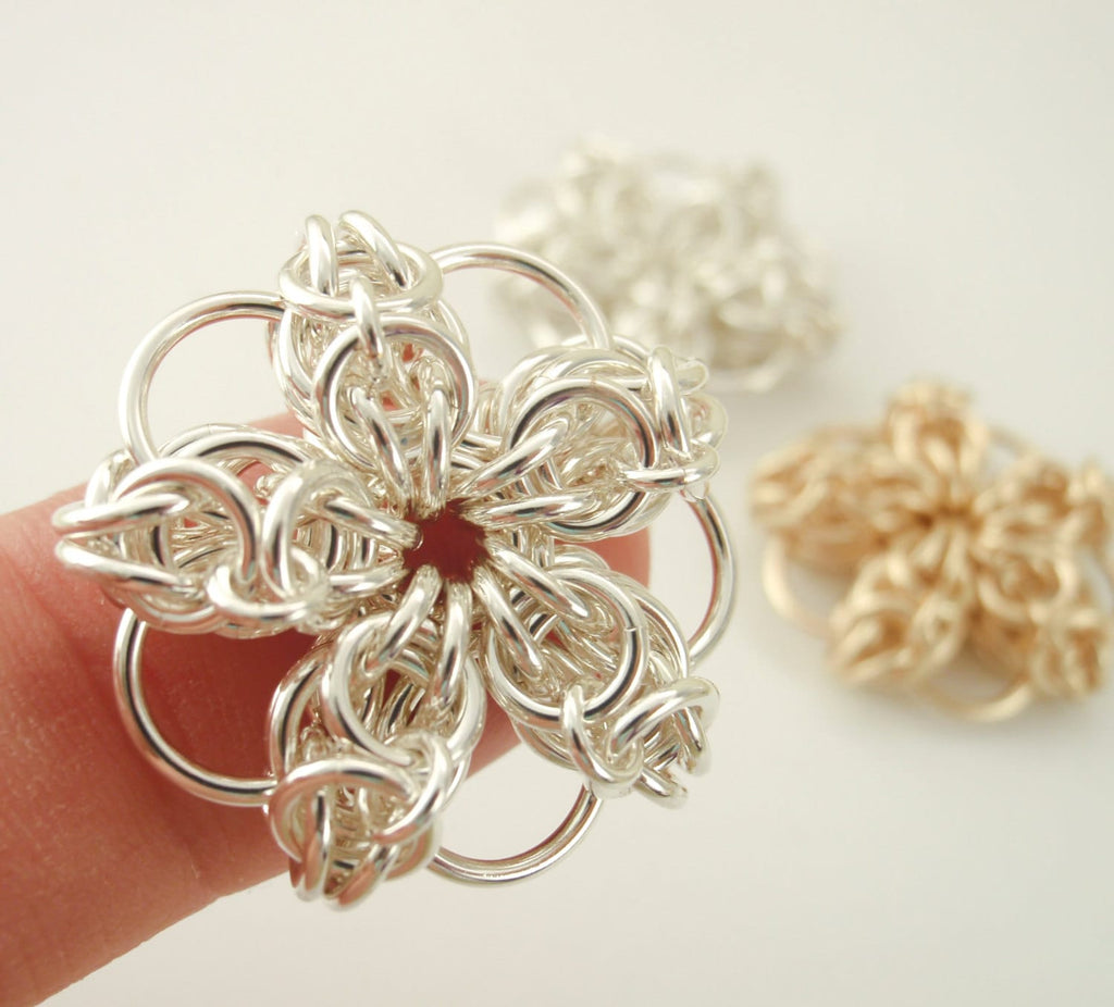 Pendant Kit in Sterling Silver or 14kt Gold Filled Celtic Flower Intermediate Chainmaille Jewelry Creating