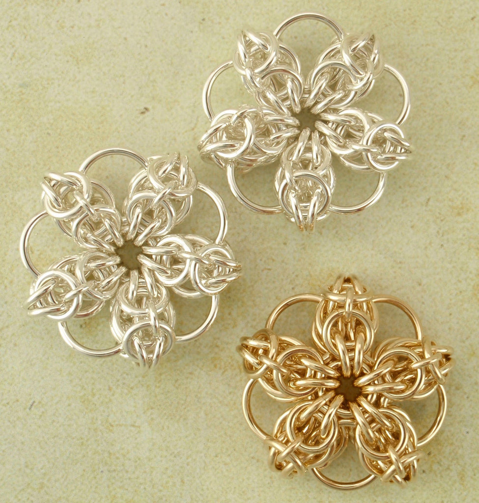 Pendant Kit in Sterling Silver or 14kt Gold Filled Celtic Flower Intermediate Chainmaille Jewelry Creating