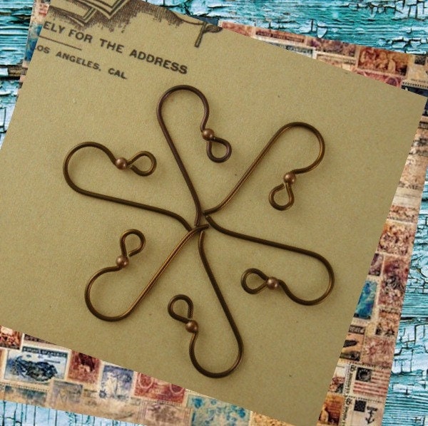 3 Pairs Vintage Bronze Niobium Ear Wires - Simple Style with Bright Copper or Vintage Bronze Beads - 2mm or 3mm