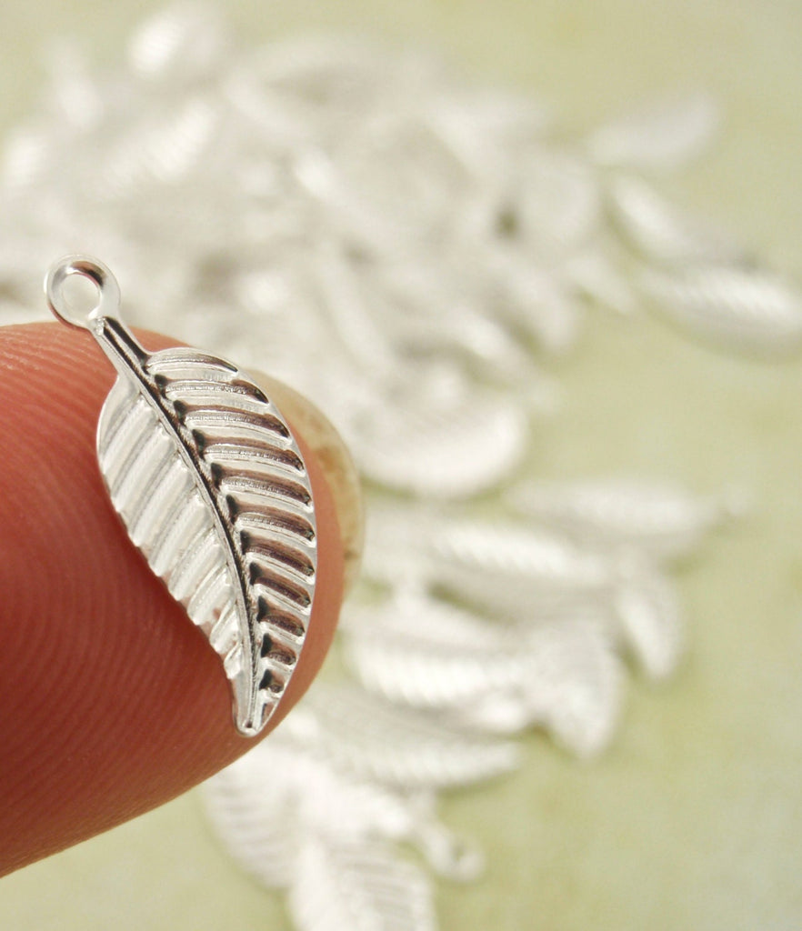 Charms 25 Silver Plated Leaf Drops 6mm X 12mm Perfect for Bracelets and Earrings - 100% Guarantee