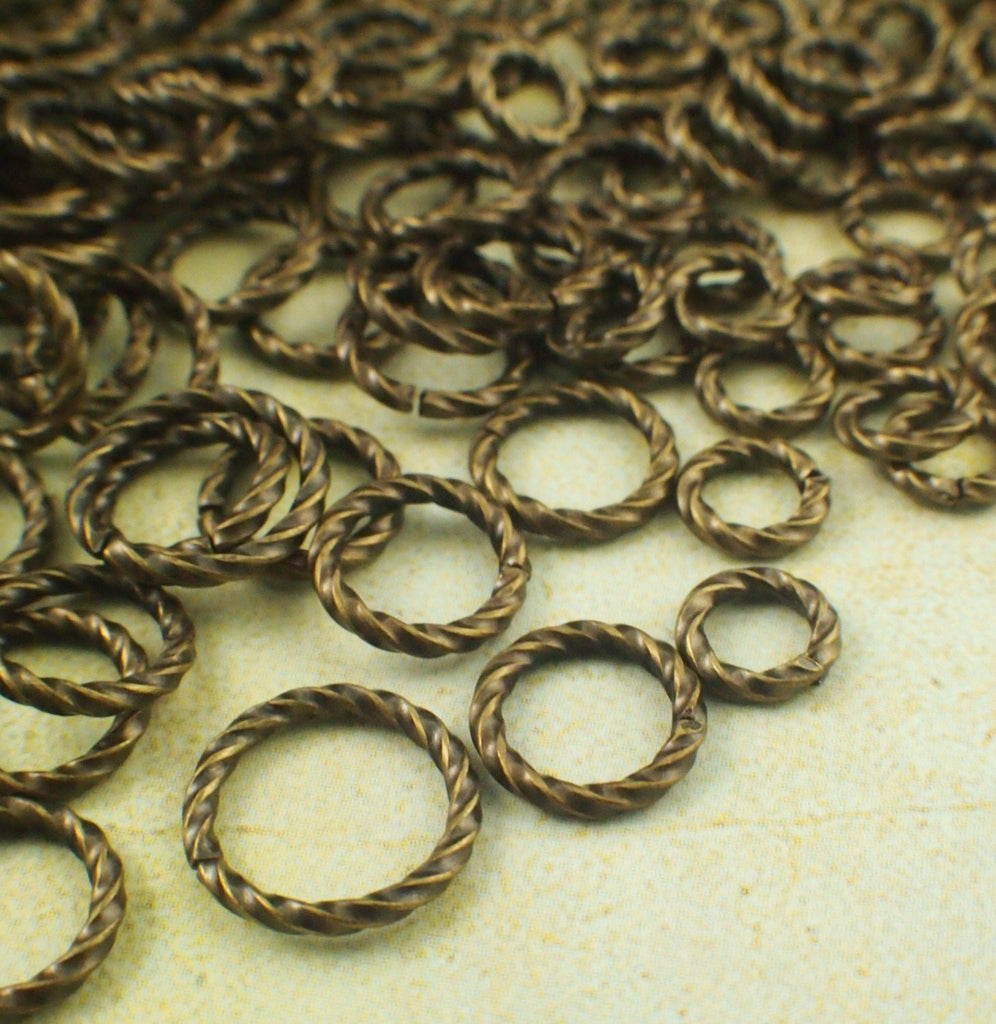 100 Fancy Antique Gold Jump Rings in 16 gauge and 20 gauge or Mix - Best Commercially Made - 100% Guarantee