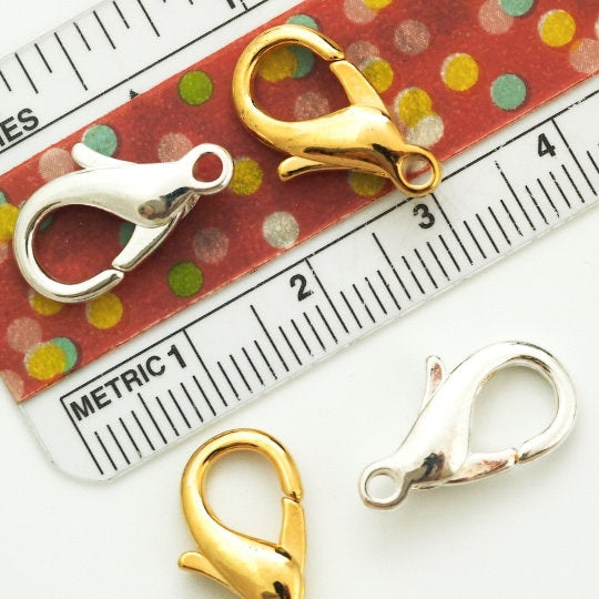 4 Lobster Clasps - Teardrop Style in 4 Sizes in Silver, Gold, Antique Gold, Copper or Gunmetal Plated Brass - 100% Guarantee