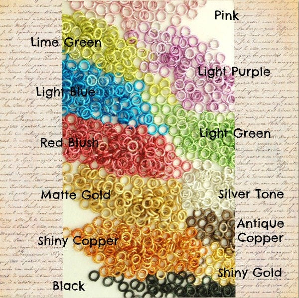 Aluminum Jump Rings 14 gauge 10mm OD Economical - Red, Blue, Pink, Gold, Silver, Green, Black, Purple
