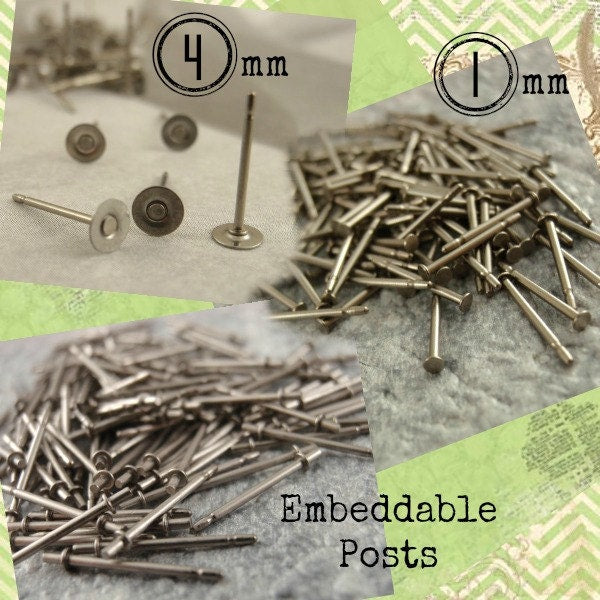 You Pick the Size - 20 Pairs Titanium Earring Posts with Pads - Hypoallergenic - Glue On - Made in the USA