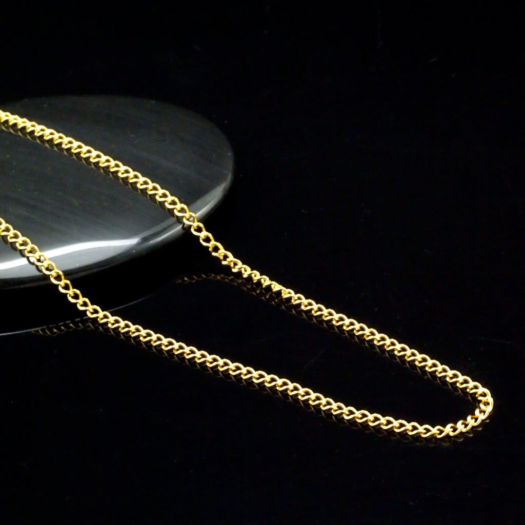 2mm 14kt Gold Filled Flat Curb Chain - Custom Finished Lengths or By The Foot - Made in the USA