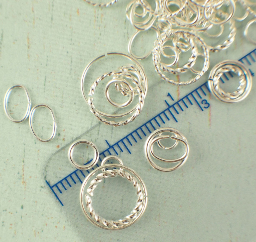 Deluxe Jump Ring Sample Pack - Gold and Silver Plated 16 gauge - 22 gauge 3mm - 12 mm OD Best Commercially Made