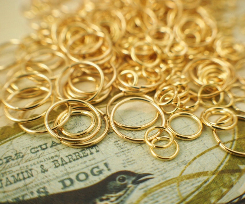 100 Gold Plated Jump Rings - 16, 18, 20, 22 Gauge - Best Commercially Made - 4mm, 5mm, 6mm, 7mm, 8mm, 9mm, 10mm, 12mm 100 % Guarantee