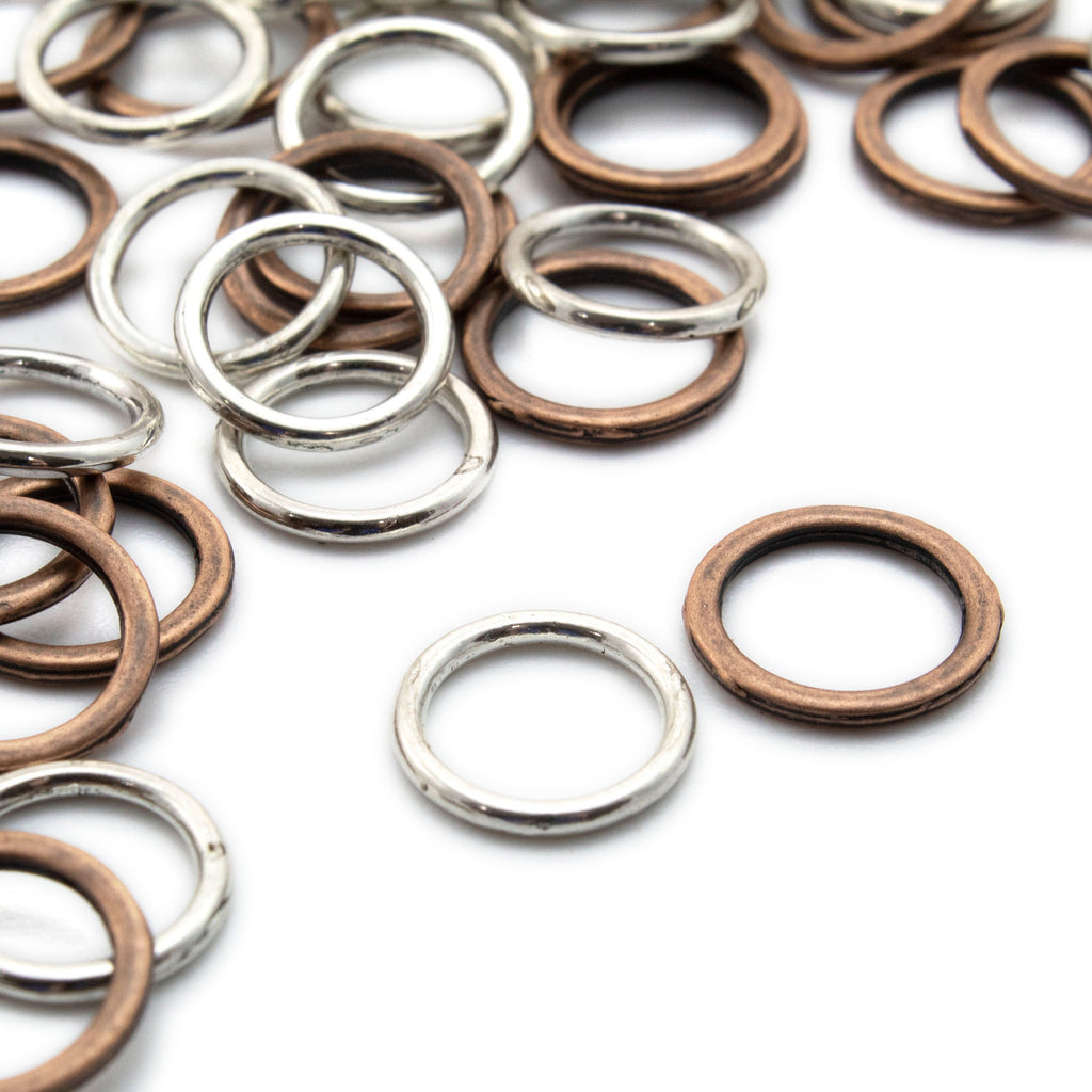 50 - 14 gauge 14mm OD Soldered Closed Jump Rings - Silver Plate or Antique Copper - Best Commercially Made - 100% Guarantee
