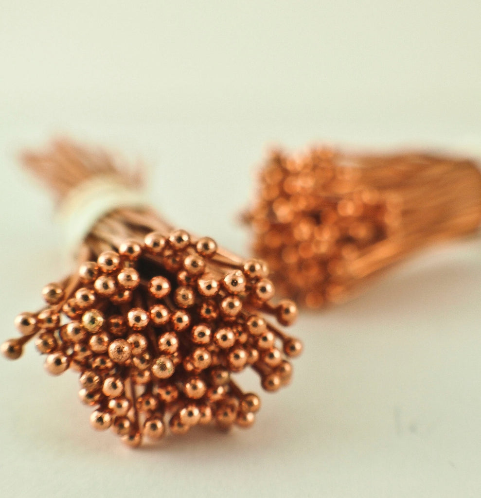 50 Solid Copper Ball Head Pins 22 gauge - Raw or Custom Oxidized - 100% Guarantee