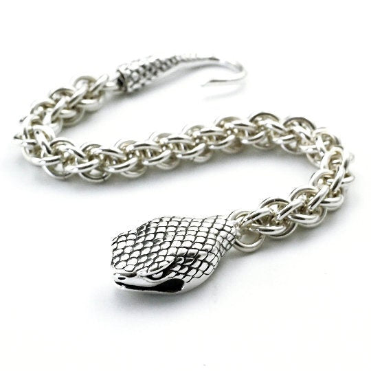 1 Sterling Silver Snake Hook Clasp - Large 37mm X 10mm - Shiny or Antique - 100% Guarantee