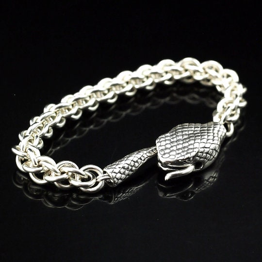 1 Sterling Silver Snake Hook Clasp - Large 37mm X 10mm - Shiny or Antique - 100% Guarantee