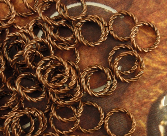100 Fancy Antique Silver, Antique Copper or Antique Gold Jump Rings - 16 gauge 6, 8, 10mm OD - Great Vintage Look - 100% Guarantee