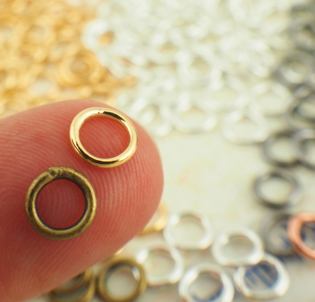 100 Jump Rings Soldered Closed 20 and 18 gauge 7 Sizes - Best Commercially Made - Silver Plate, Gold Plate, Antique Gold, Gunmetal, Copper