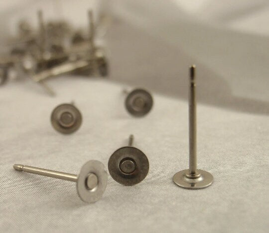 You Pick the Size - 20 Pairs Titanium Earring Posts with Pads - Hypoallergenic - Glue On - Made in the USA
