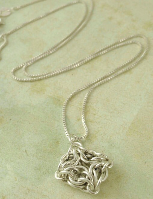 Celtic Labyrinth Pendant Kit - Intermediate Chainmaille Jewelry Creating in Sterling Silver