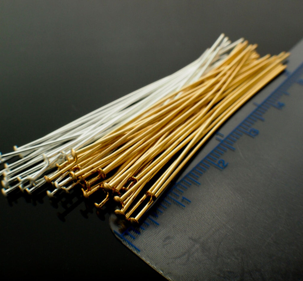 100 Flat Head Pins - Silver, Gold, Antique Silver, Antique Gold, Gunmetal, Rose Gold - 21 gauge or 24 gauge