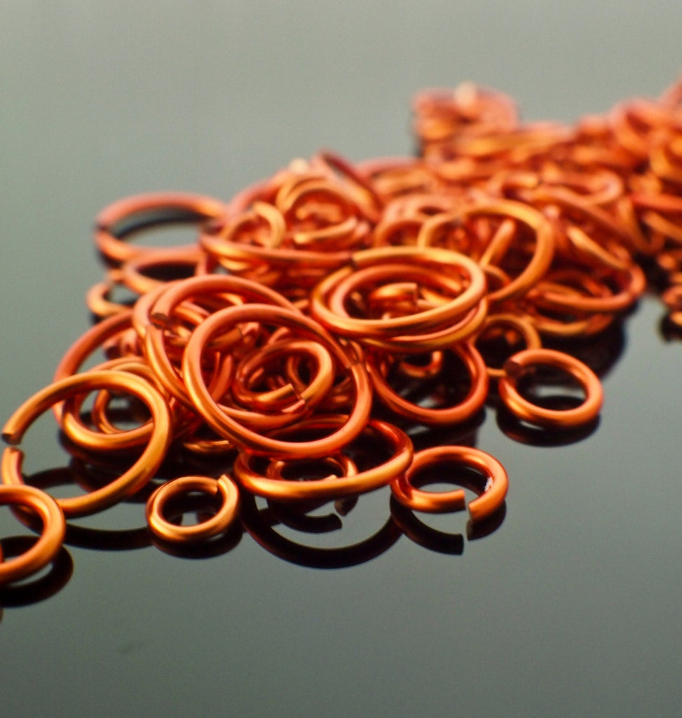 100 Handmade Orange Jump Rings 16, 18, 20, 22 or 24 gauge - Your Choice of Size, Saw Cut and Easy to Close - 100% Guarantee